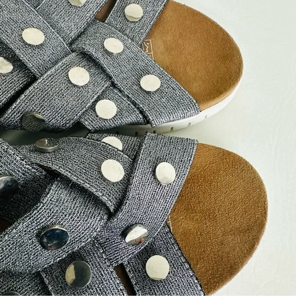 Bernie Mev Womens Kim Slide Sandal Pewter Open Toe Gray Metallic‎ Sz 41 Sz 9.5